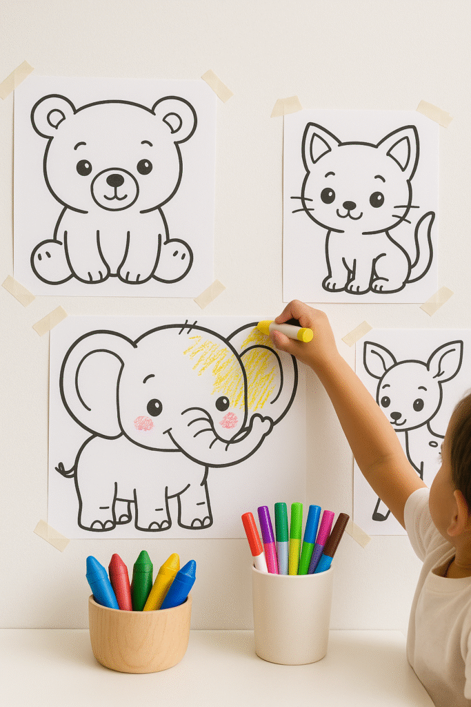 Baby Animal Coloring Wall