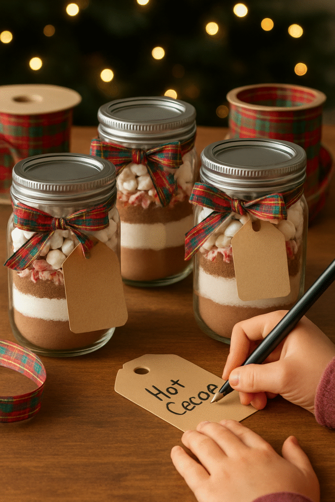 Layered Hot Cocoa Jar Gifts
