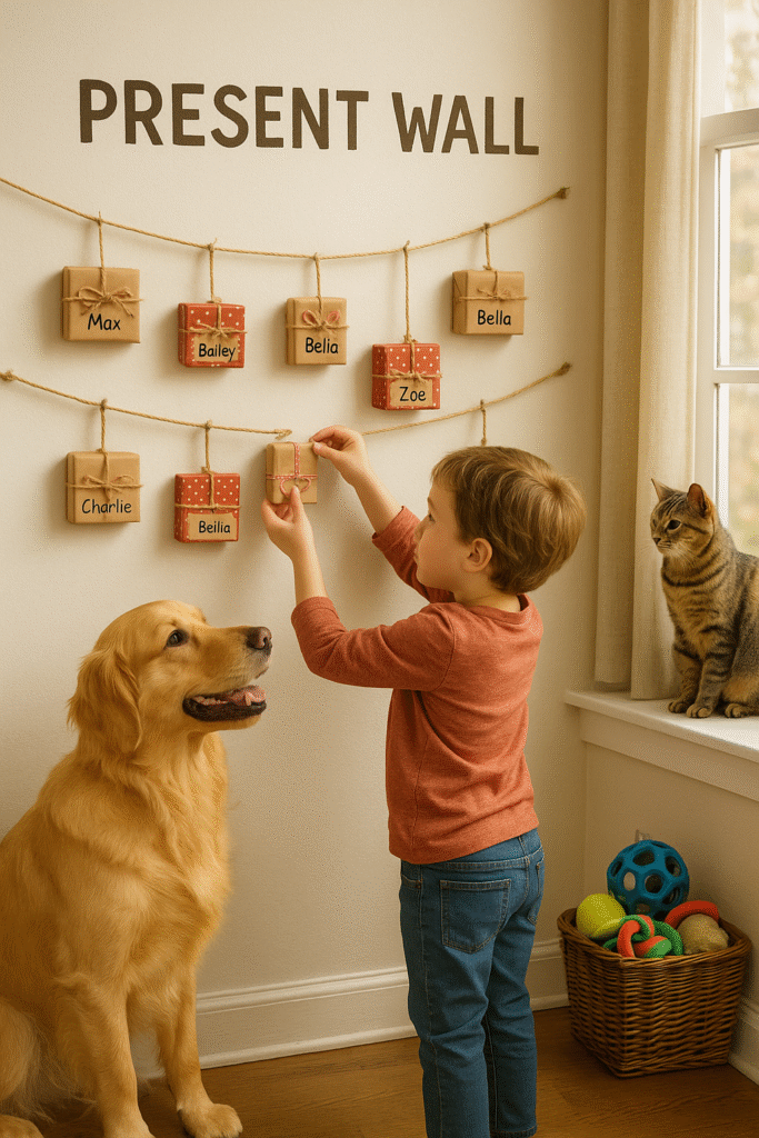 Create & Decorate a “Present Wall” for the Family Pets