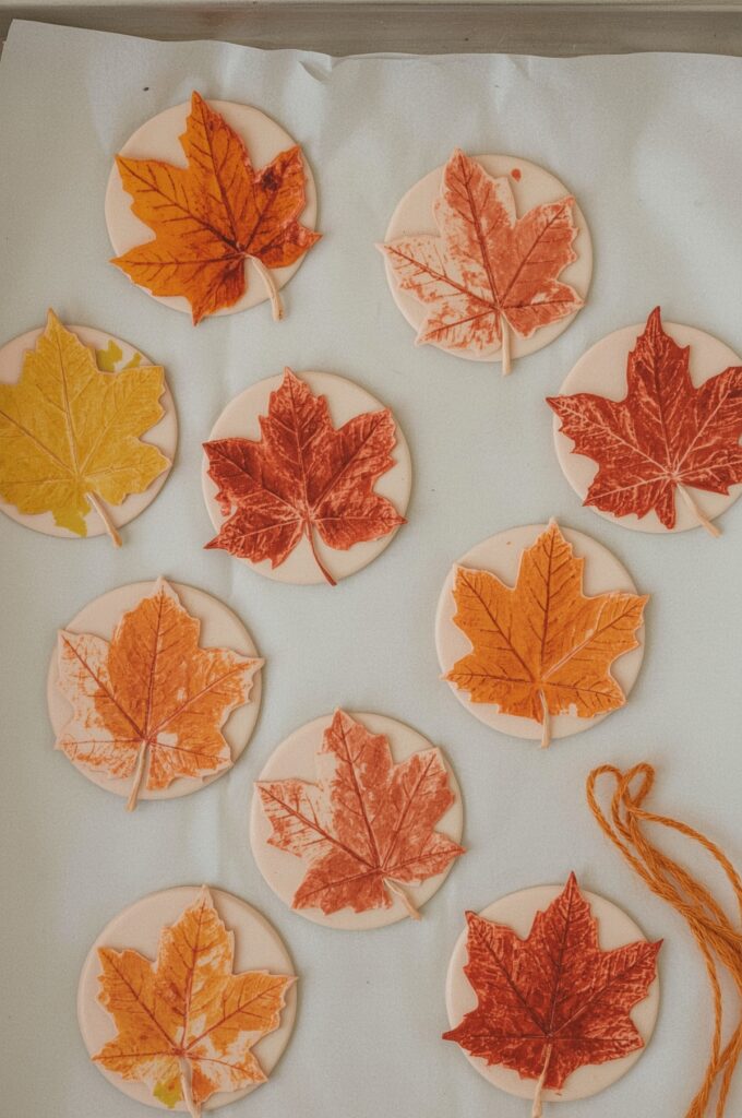 Leaf Stamped Clay Ornaments