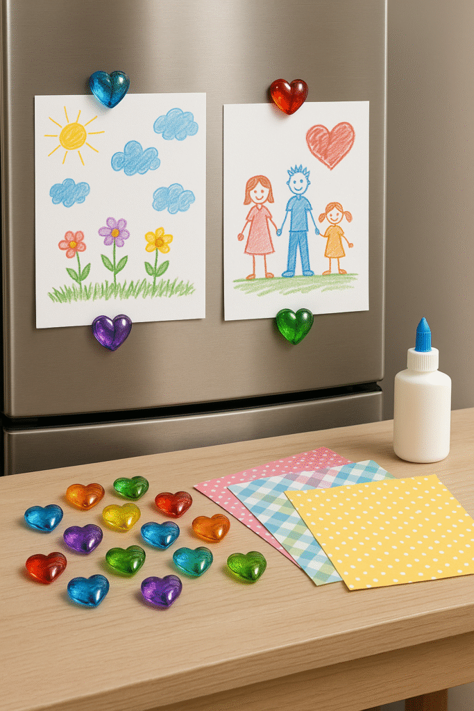 Glass-Gem Heart Magnets