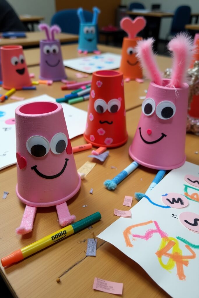 Cup-Puppet Valentines