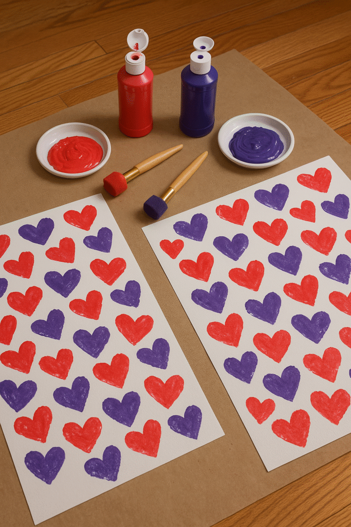 Sponge-Painted Hearts