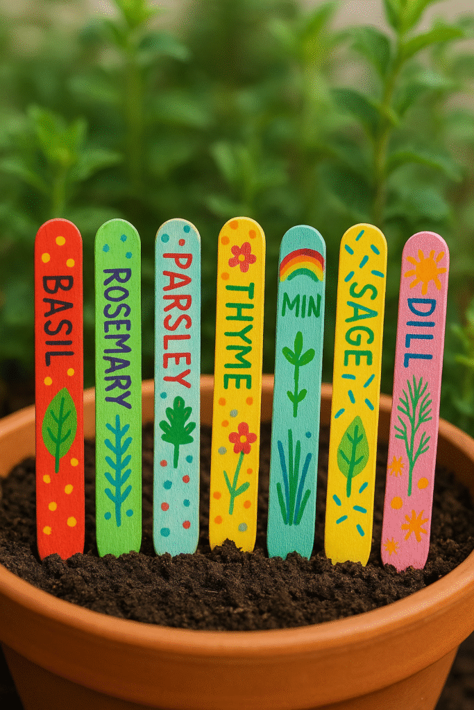 Plant Marker Sticks with Kids’ Art