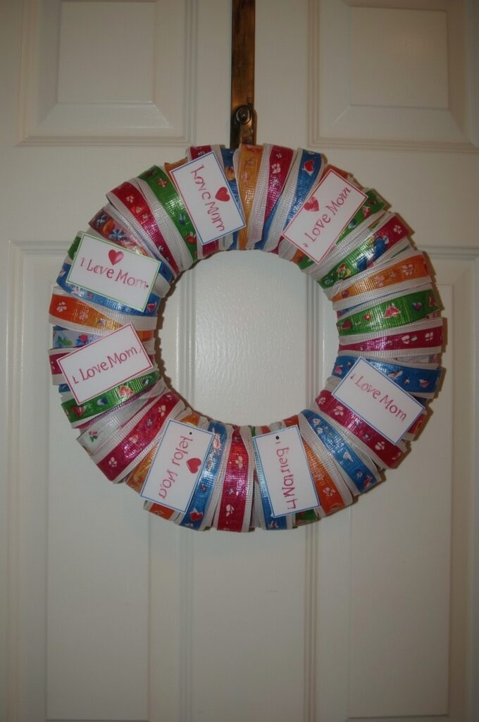 Ribbon Wreath with Kid-Made Tags