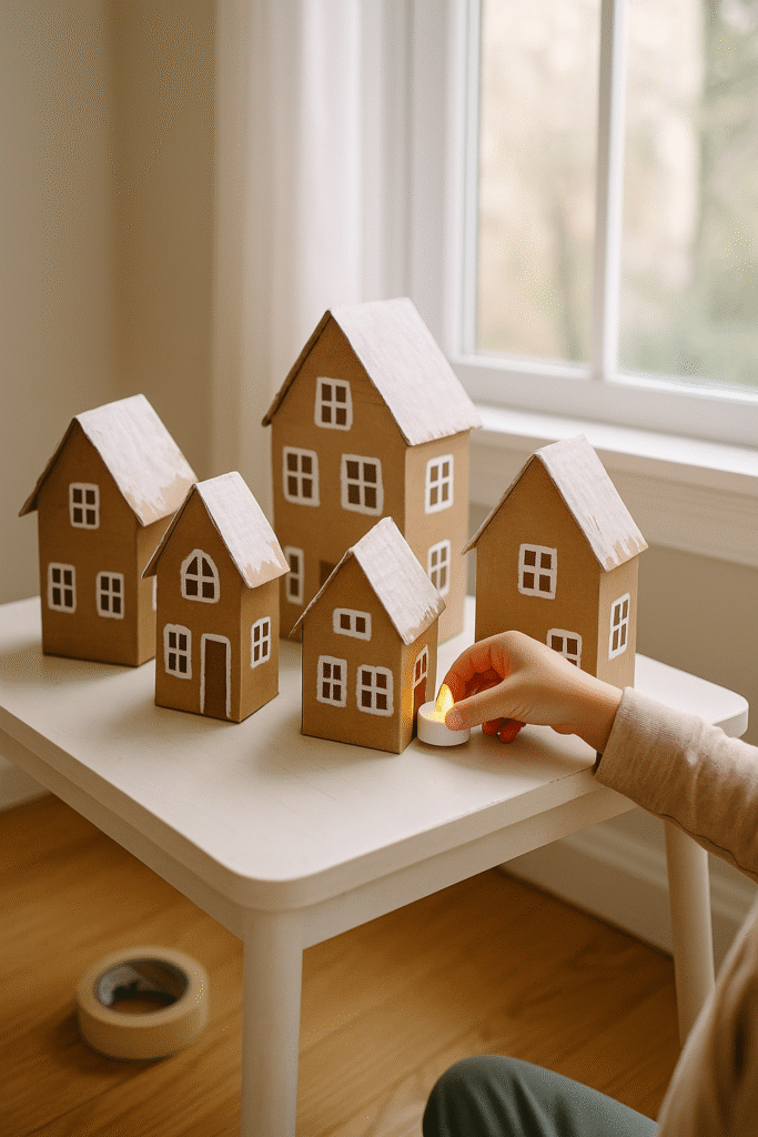 Recycled Cardboard Christmas Town