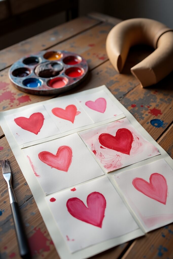 Toilet-Roll Heart Stamp