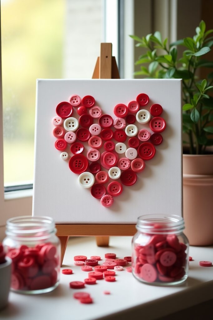 Button Heart Canvas