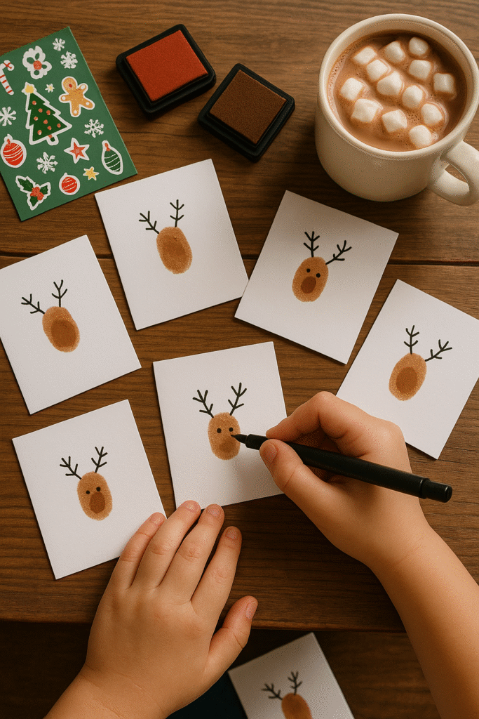 Fingerprint Reindeer Cards