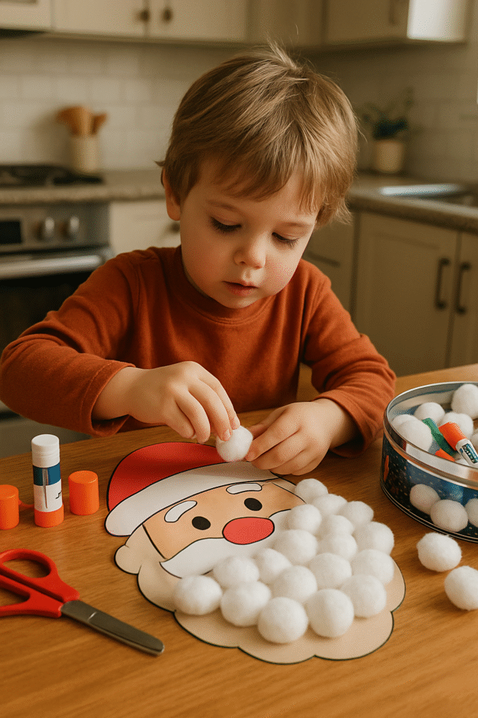 Cotton Ball Santa Beards