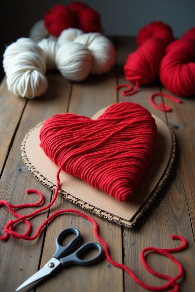 Yarn-Wrapped Cardboard Heart