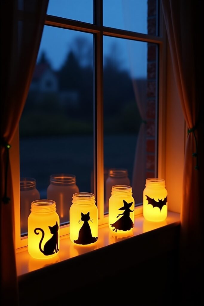 Spooky Silhouette Mason Jars