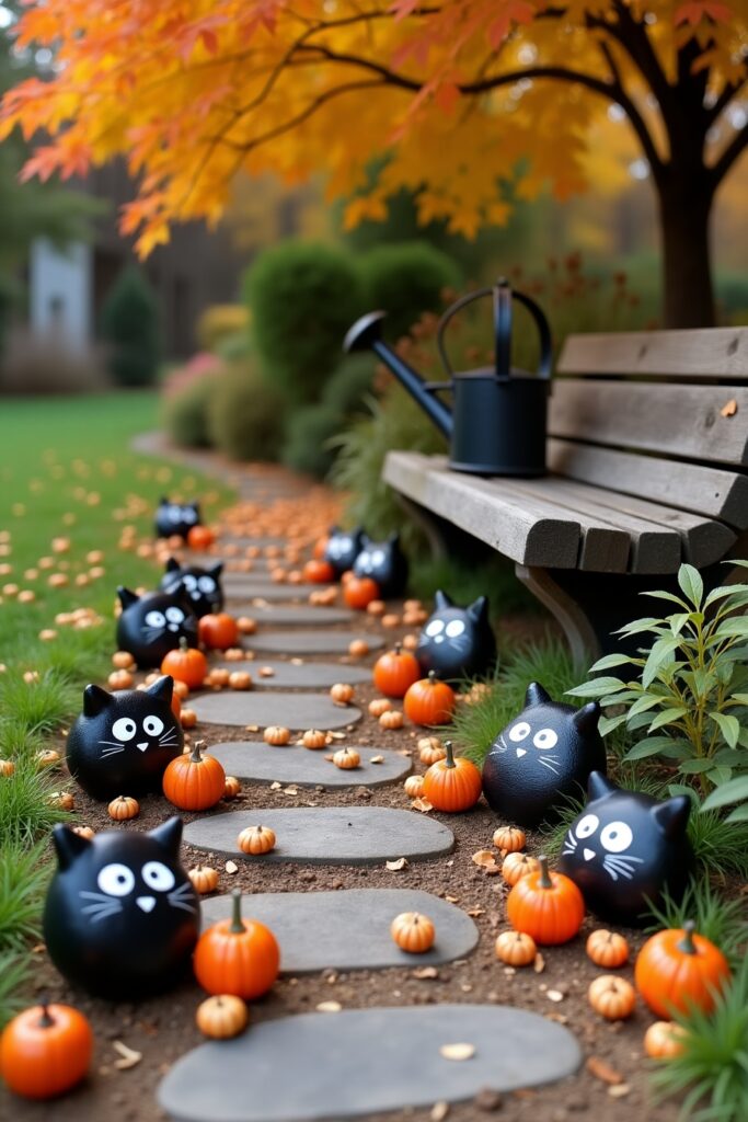 Black Cat Painted Rocks