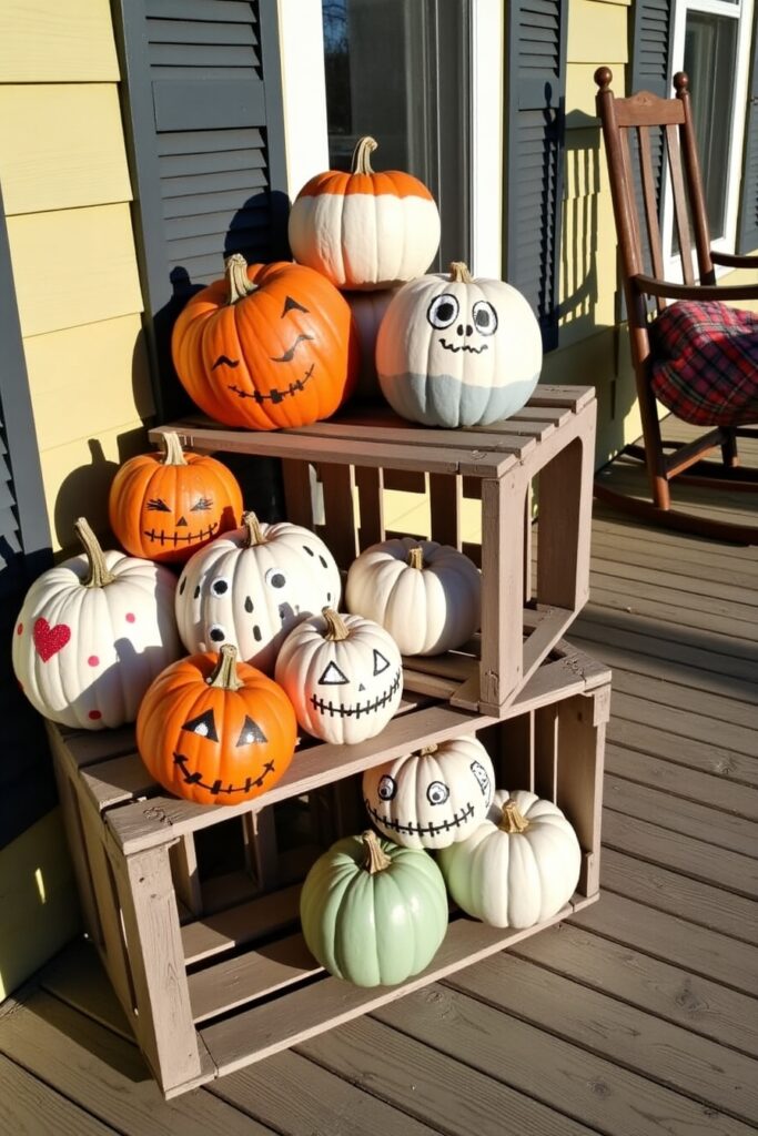 Painted Pumpkin Porch Display