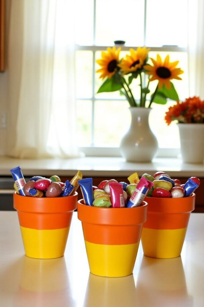 Candy Corn Painted Pots