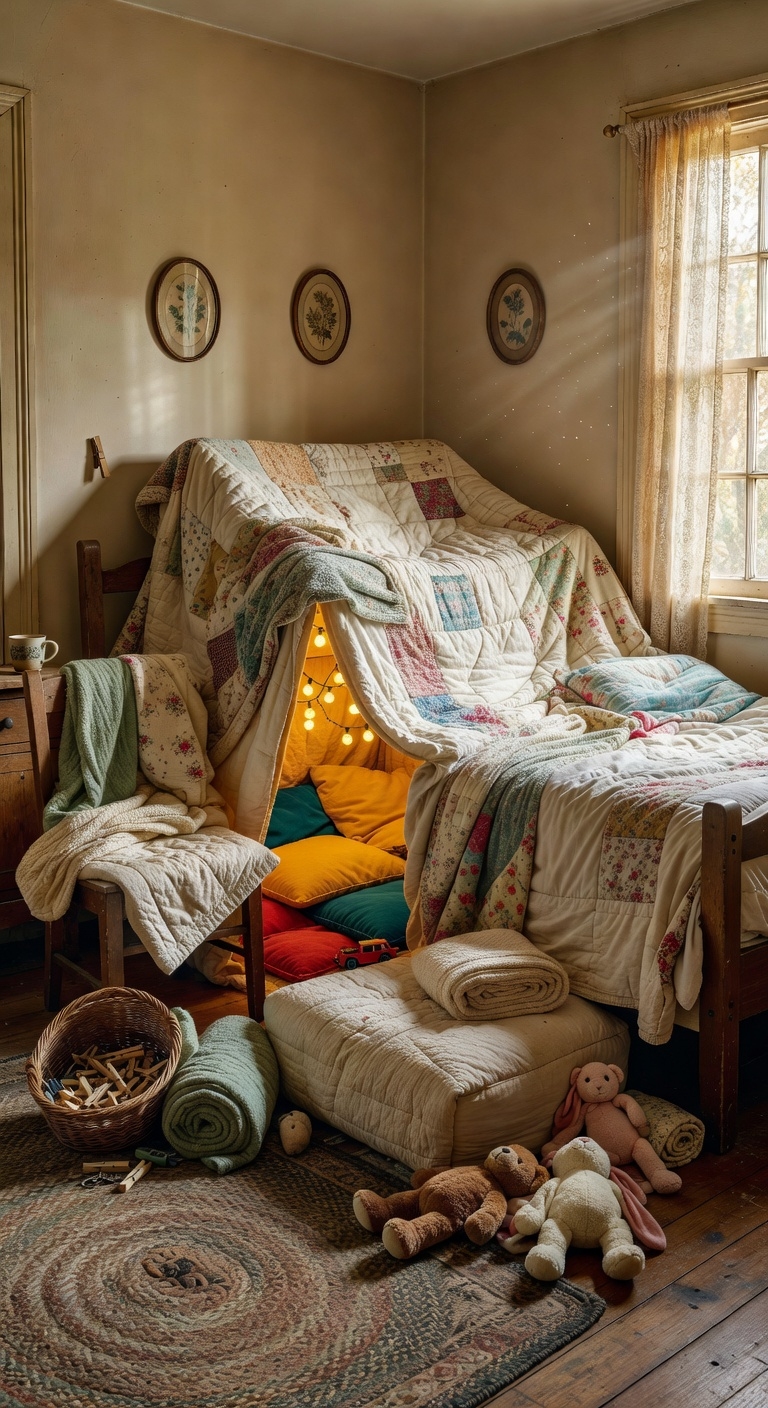 cozy indoor blanket fort