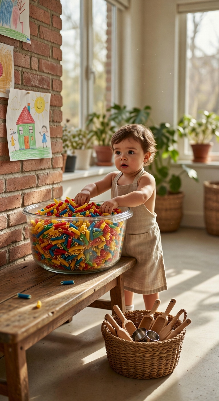 dry pasta sensory play