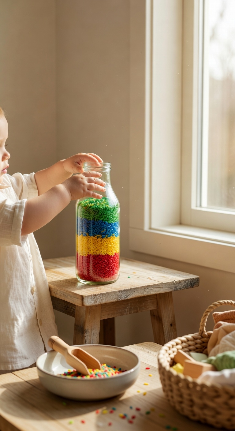 layered colored rice bottle
