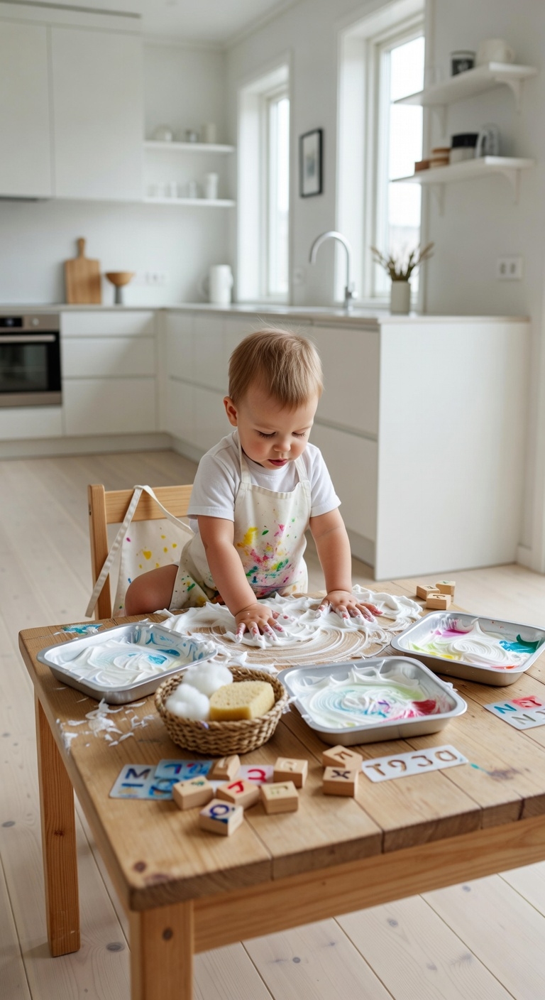 shaving cream writing fun