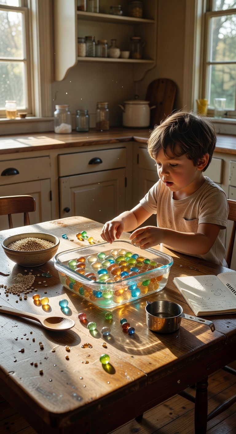 water absorbs beads expand