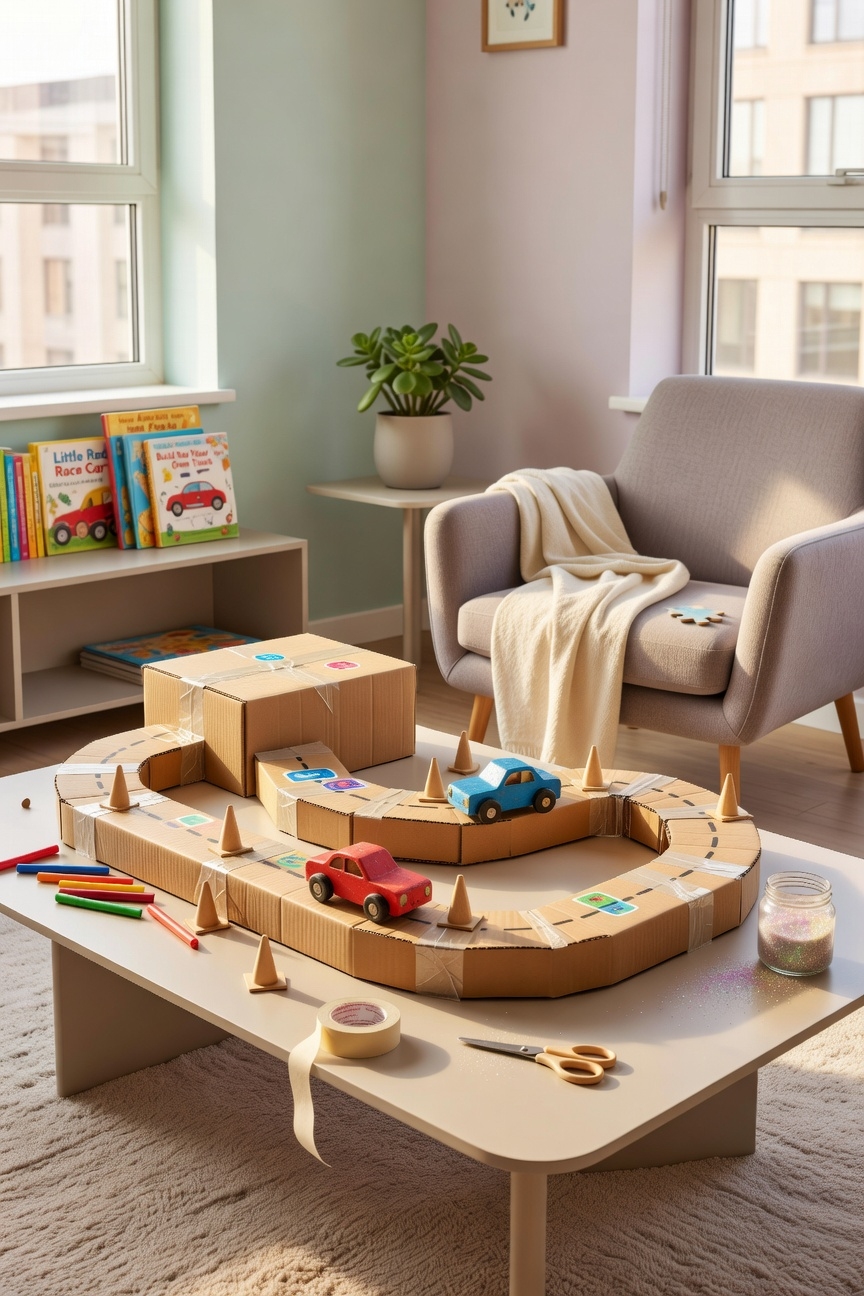 cardboard box race track