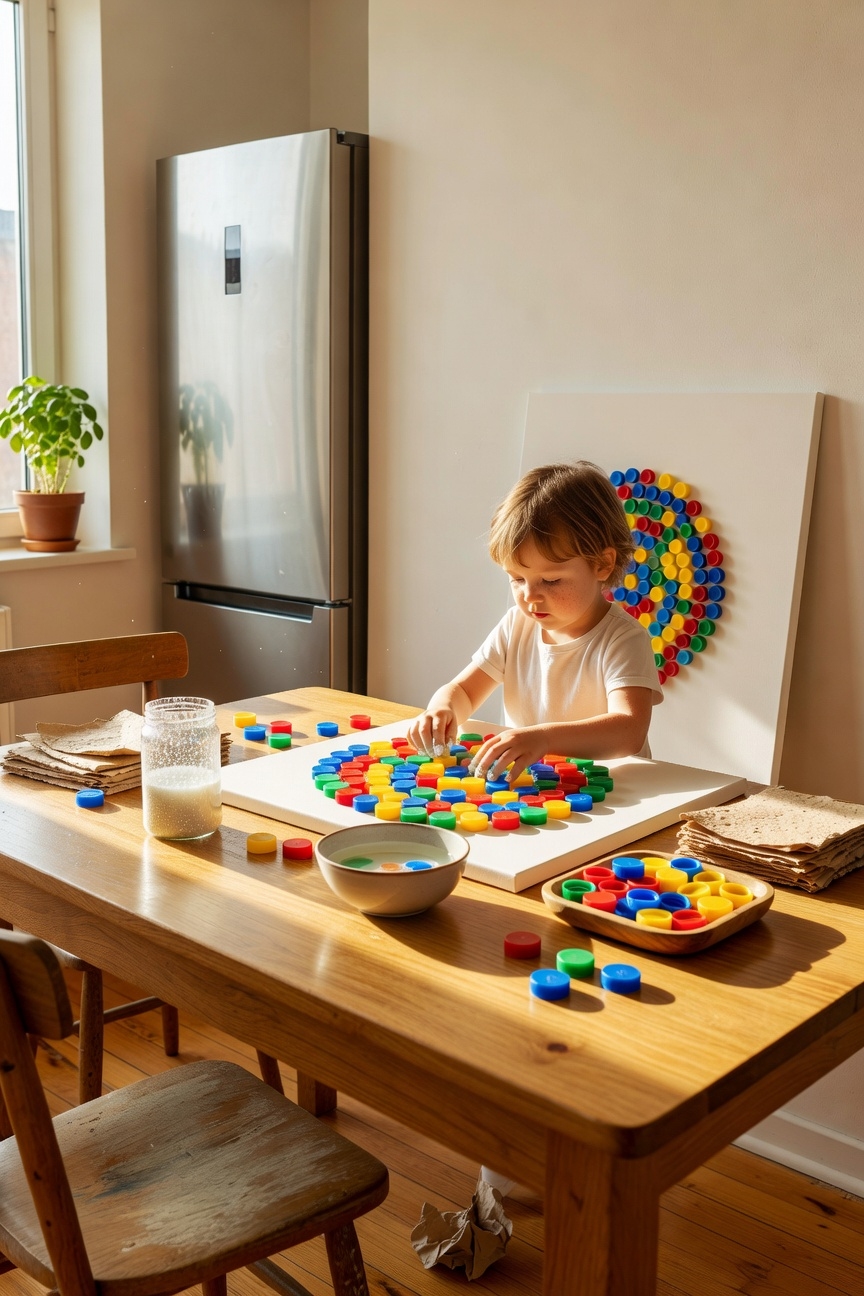 colorful bottle cap art