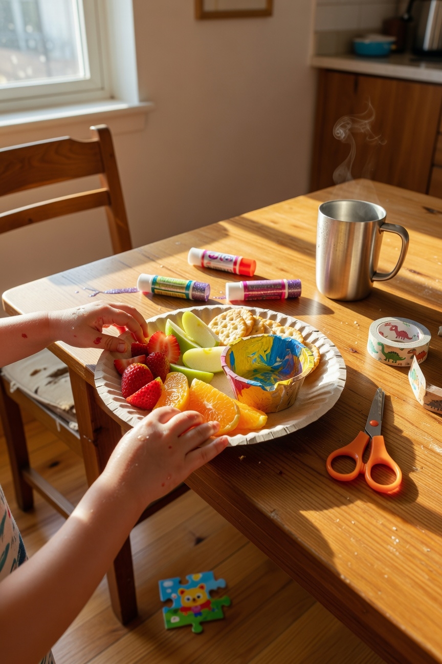 colorful paper plate tray