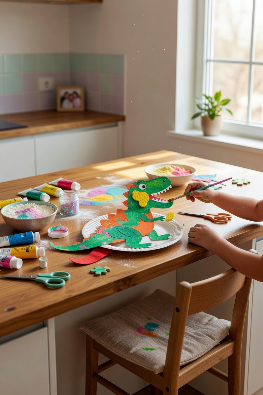 craft a roaring dinosaur
