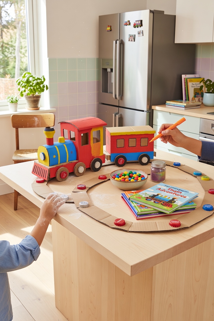 create a cardboard train