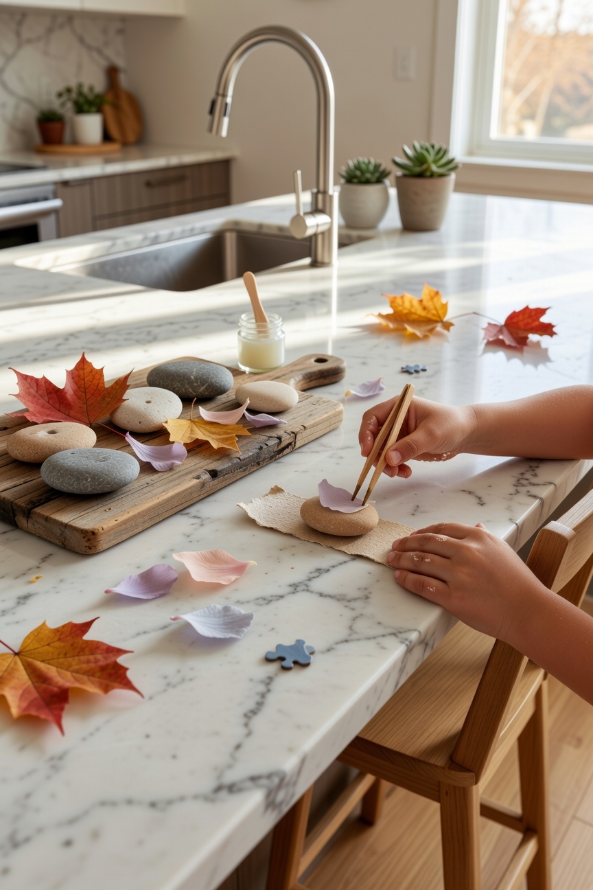 decorative petal rock bookmark