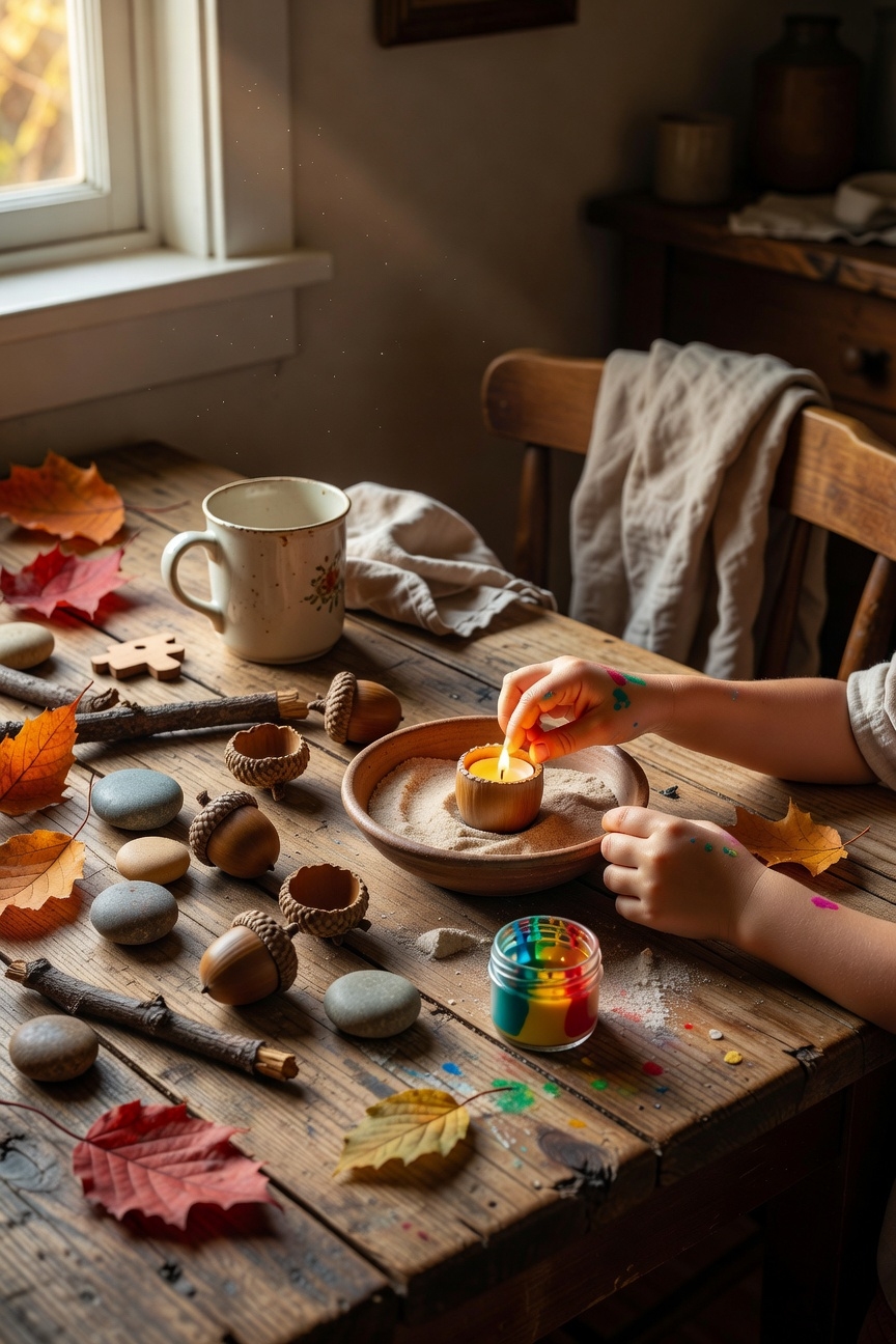 diy acorn candle holder