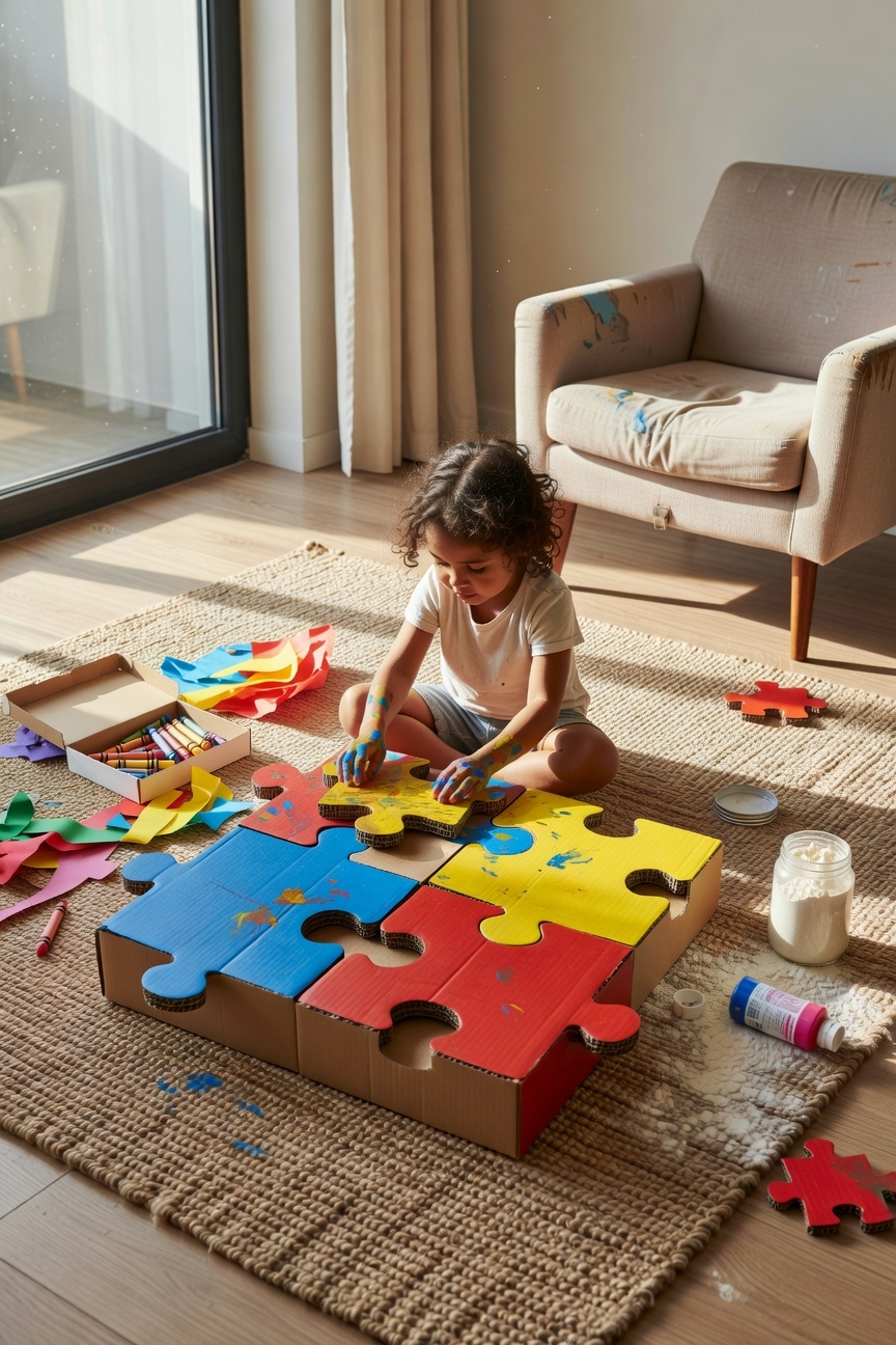 giant cardboard puzzle pieces