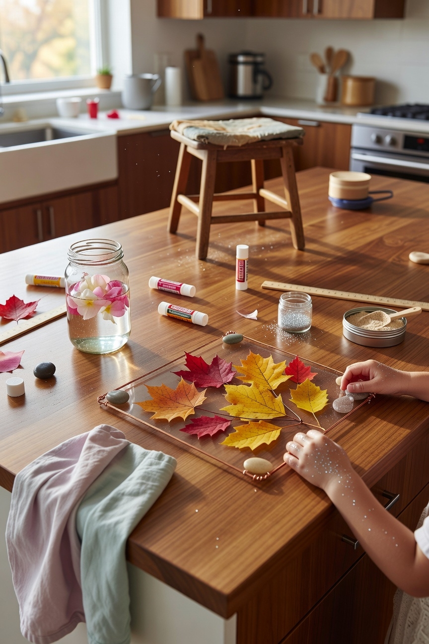 leaf sun catcher craft project
