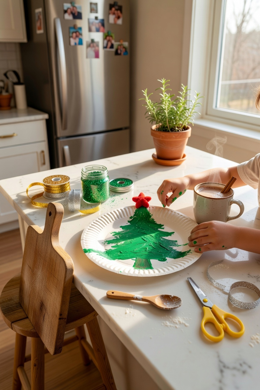 sparkly paper plate tree