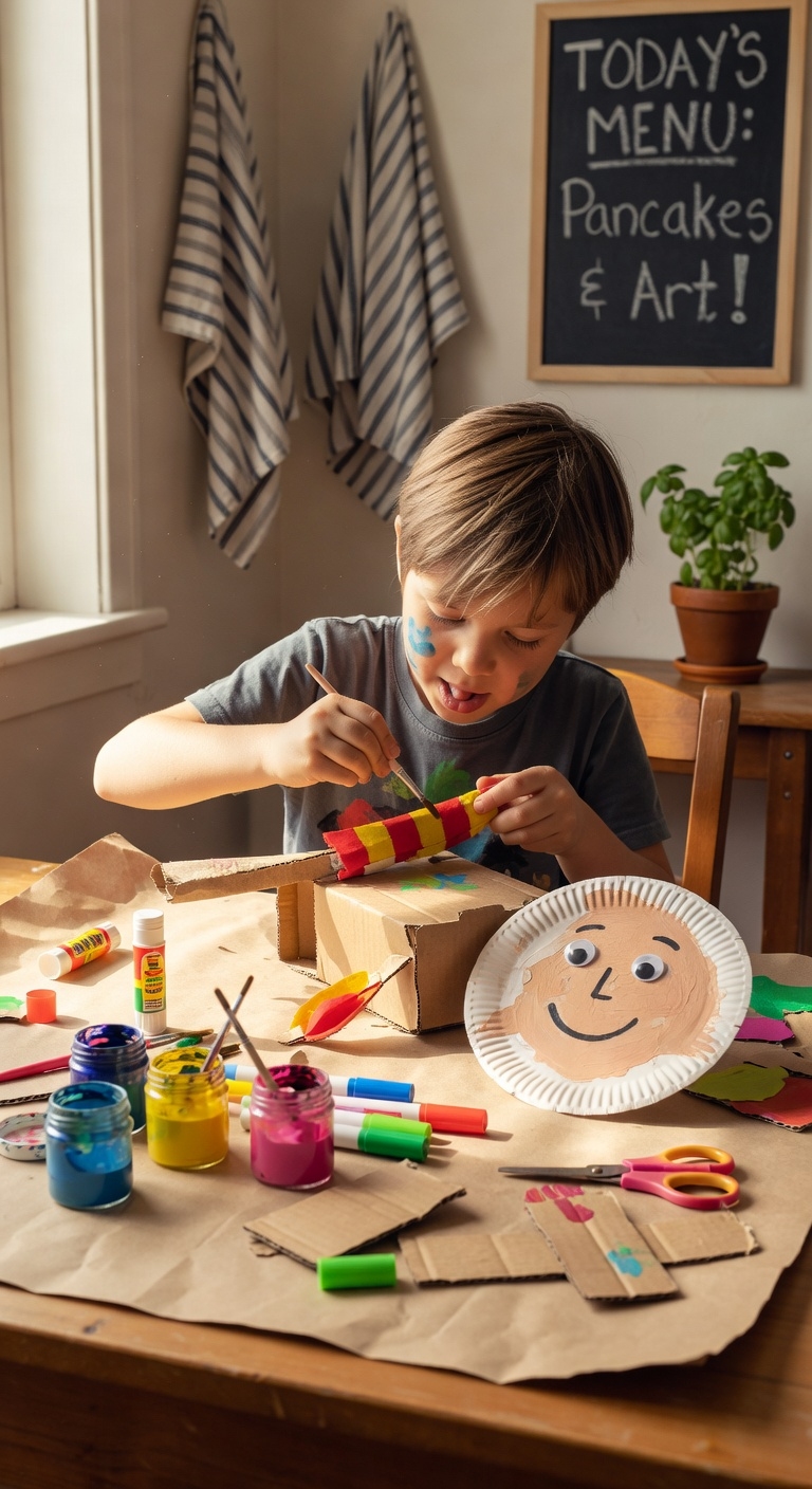 create colorful cardboard marionettes