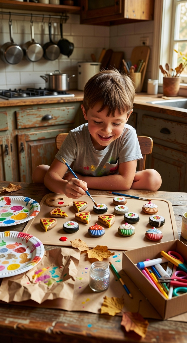 paint tiny edible looking pebbles