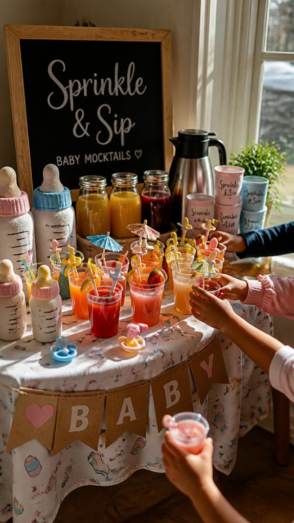 baby themed mocktail station setup