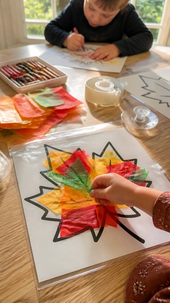 colorful leaf suncatcher craft