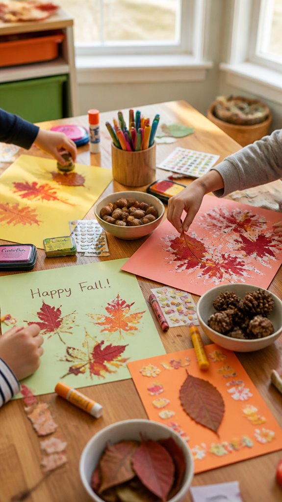 create festive leaf greeting cards