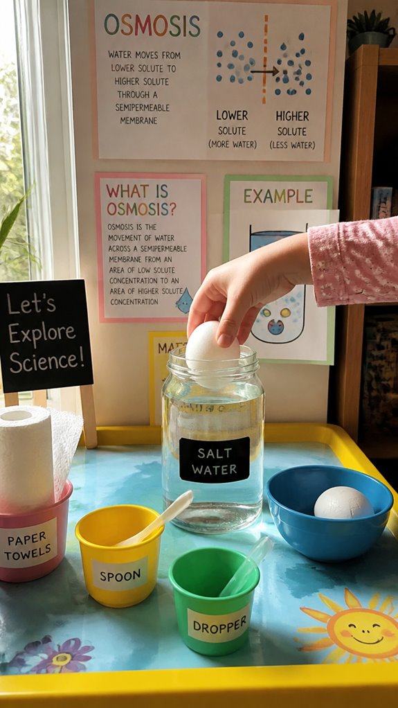 egg shrinking in salt water