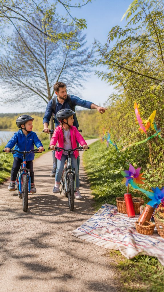 family bike rides observe wind patterns