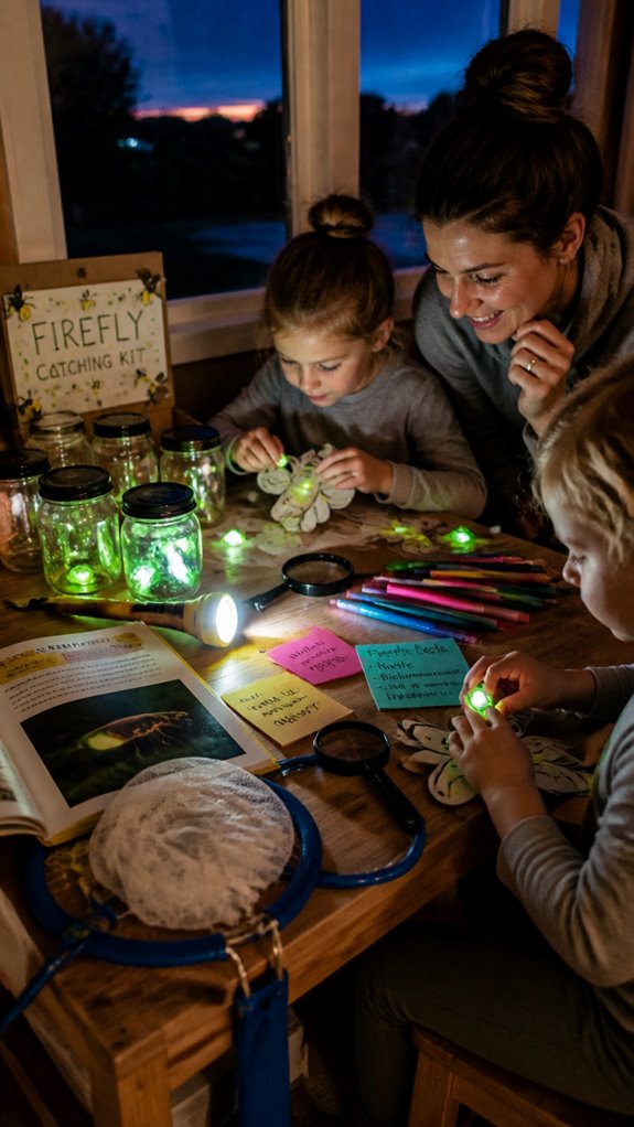 fireflies flash in open areas