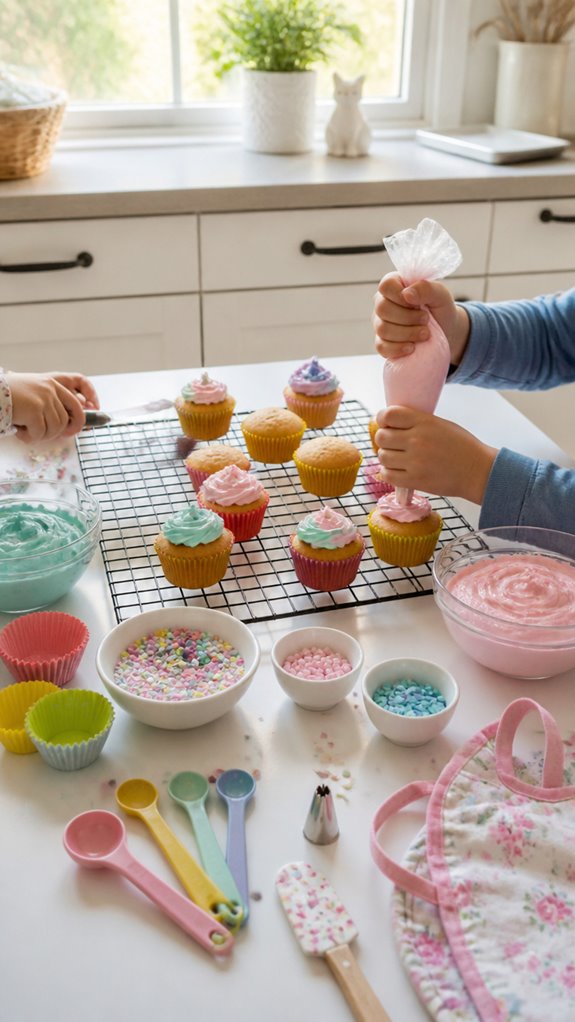 kids baking and decorating cakes