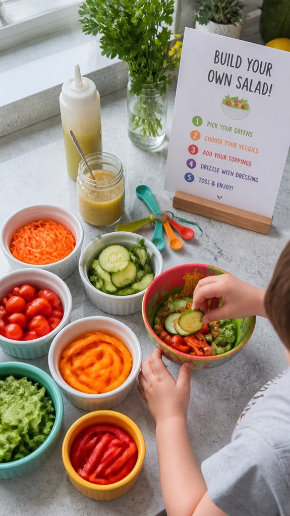kids create colorful salads