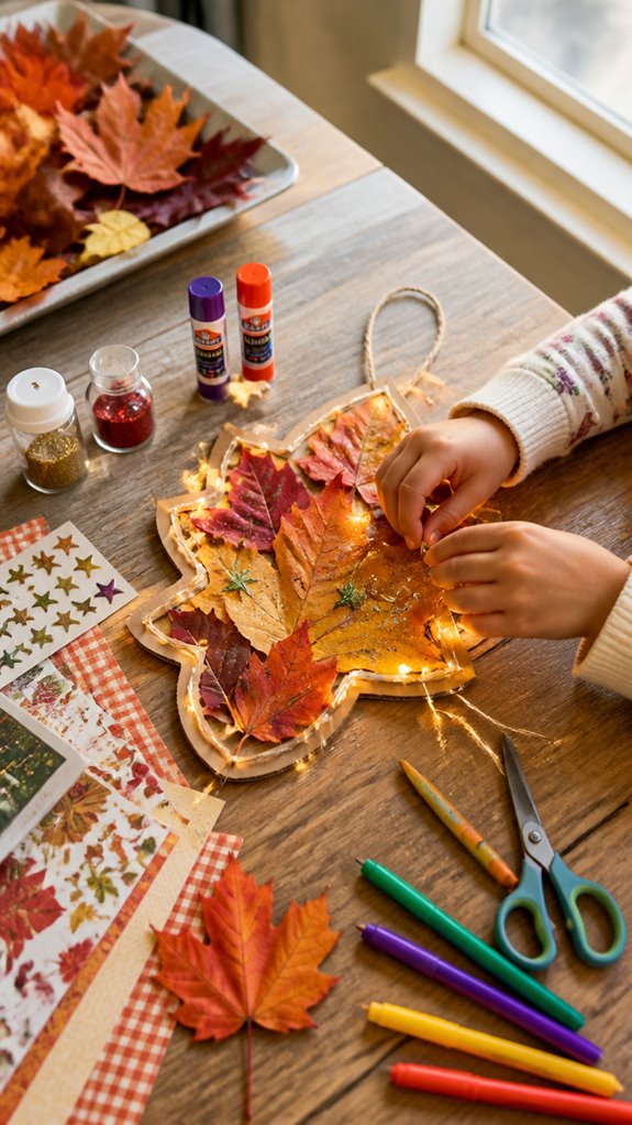 leaf crafts become holiday decorations