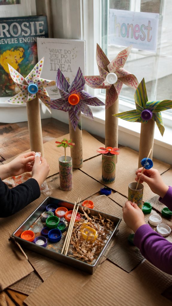 reused bottle caps spinning