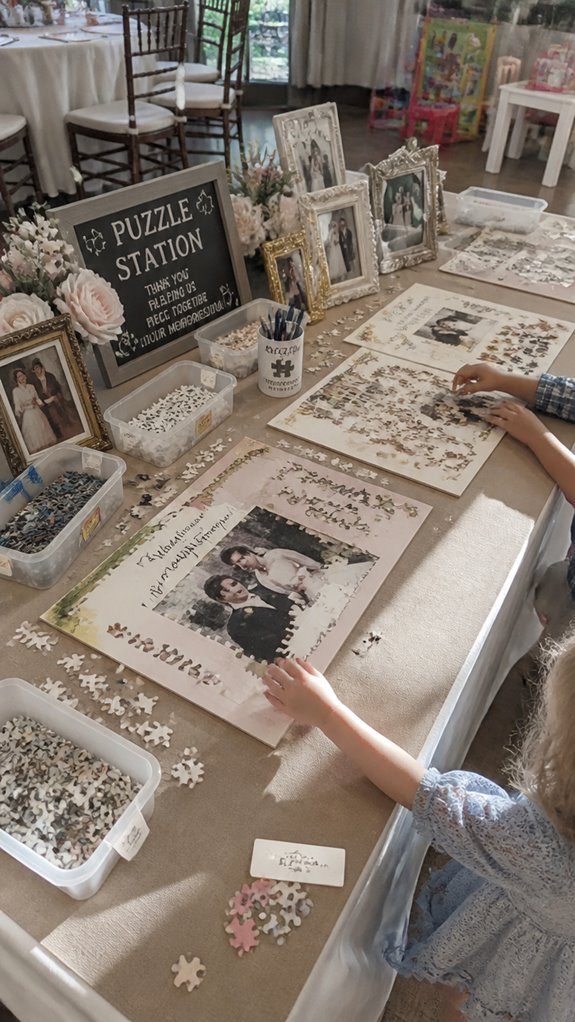 wedding photo puzzle stations