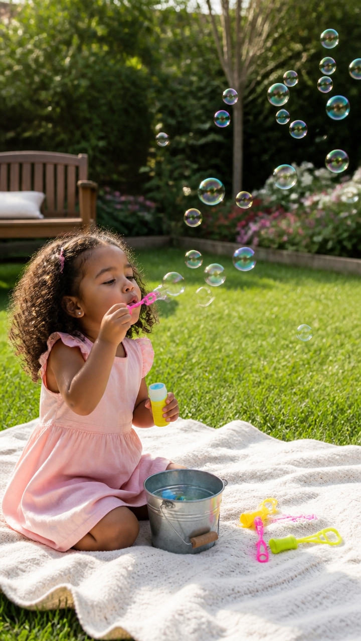 calm breathing through bubbles