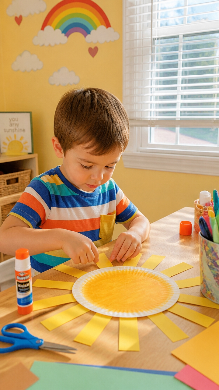 cheerful paper plate sun