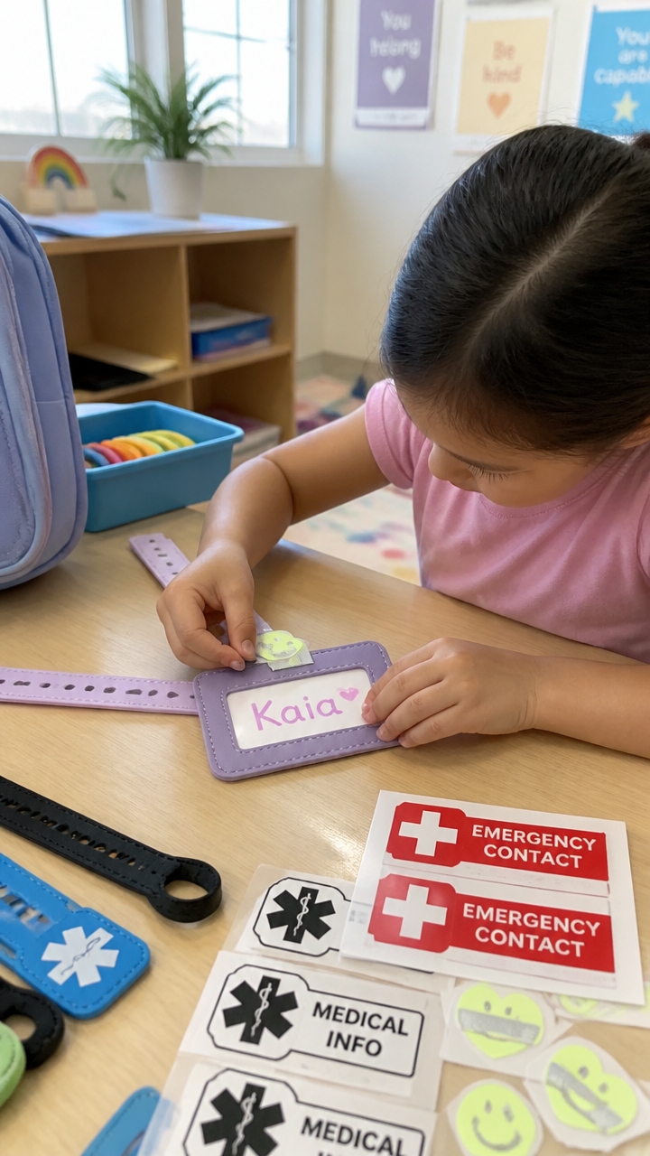 essential safety backpack tags